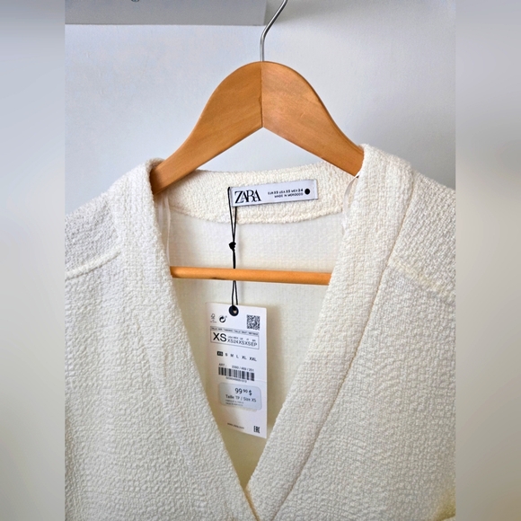 Zara White Tweed Sweater Long sleeve Dress - Picture 2 of 7